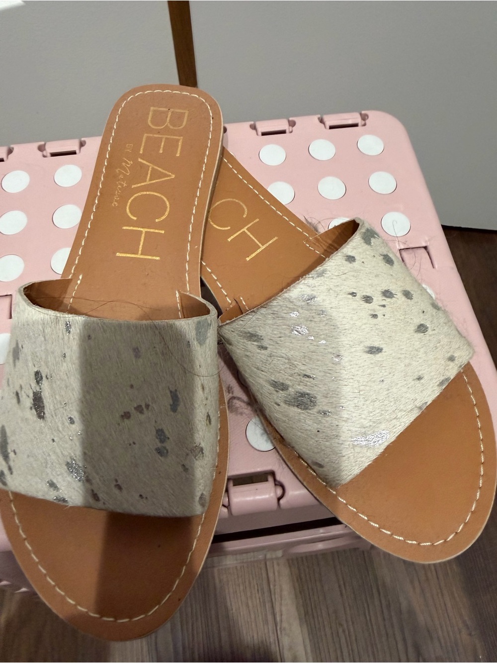BEACH by Matisse Cream Speckled Slide Sandals
